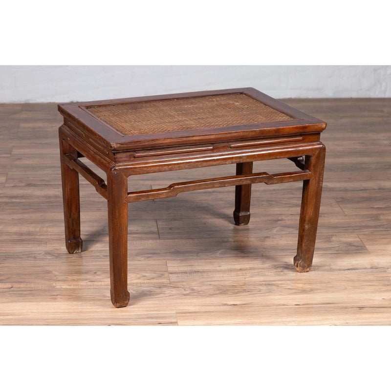 Antique Chinese Ming Dynasty Style Waisted Side Table with Woven Rattan Top-YN6339-9. Asian & Chinese Furniture, Art, Antiques, Vintage Home Décor for sale at FEA Home