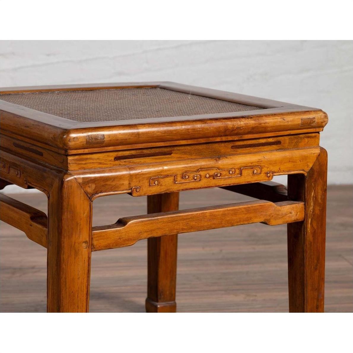 Antique Chinese Ming Style Elmwood Waisted Side Table with Horsehoof Legs-11. Asian &amp; Chinese Furniture, Art, Antiques, Vintage Home Décor for sale at FEA Home