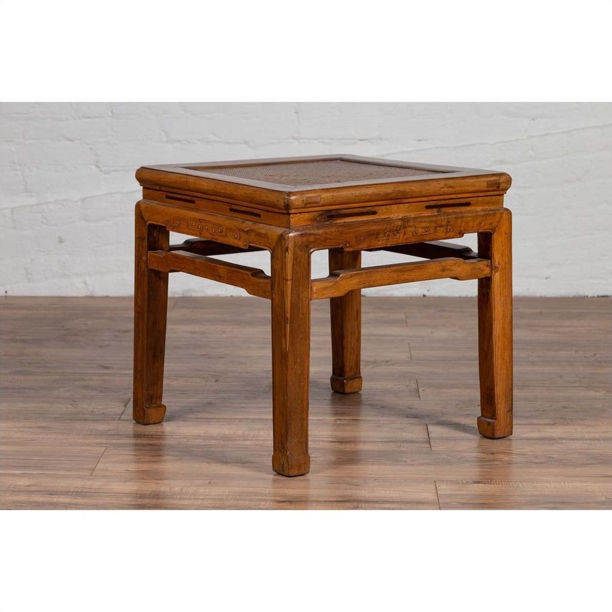 Antique Chinese Ming Style Elmwood Waisted Side Table with Horsehoof Legs-12. Asian &amp; Chinese Furniture, Art, Antiques, Vintage Home Décor for sale at FEA Home