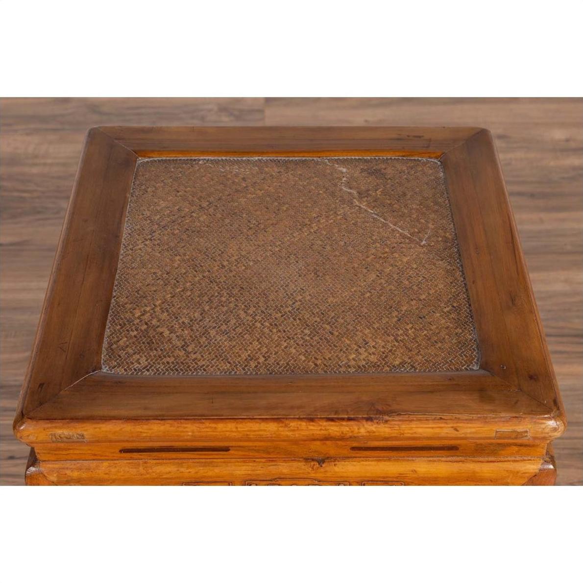 Antique Chinese Ming Style Elmwood Waisted Side Table with Horsehoof Legs-6. Asian &amp; Chinese Furniture, Art, Antiques, Vintage Home Décor for sale at FEA Home