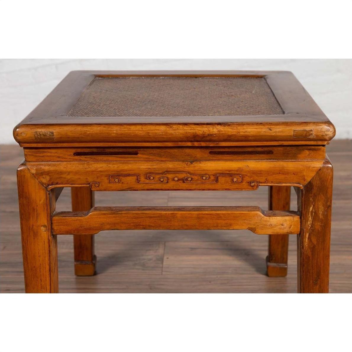 Antique Chinese Ming Style Elmwood Waisted Side Table with Horsehoof Legs-7. Asian &amp; Chinese Furniture, Art, Antiques, Vintage Home Décor for sale at FEA Home