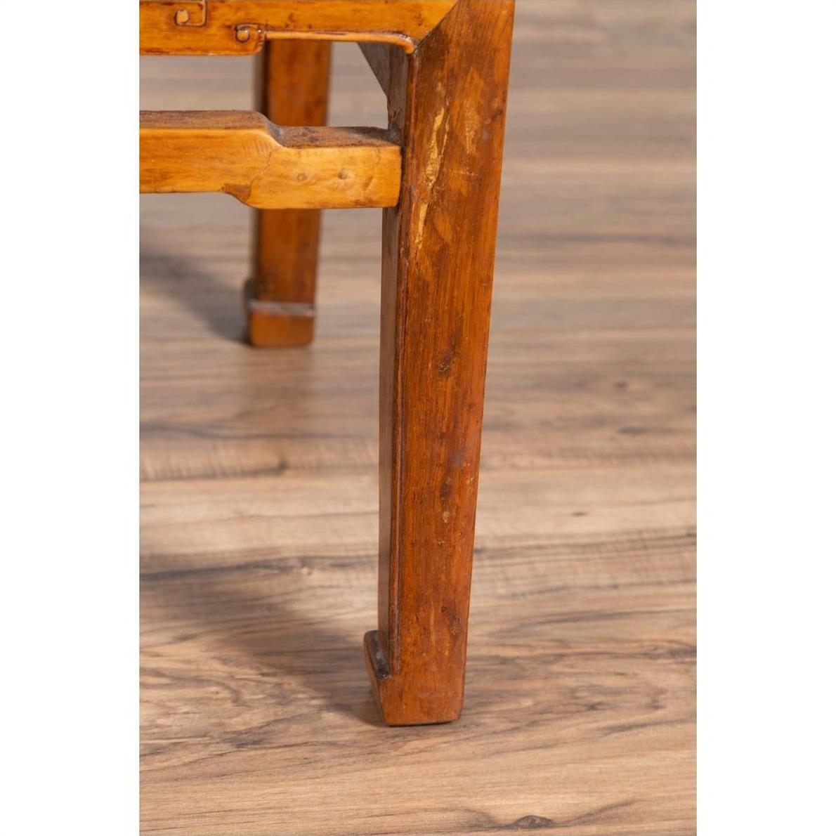 Antique Chinese Ming Style Elmwood Waisted Side Table with Horsehoof Legs-8. Asian &amp; Chinese Furniture, Art, Antiques, Vintage Home Décor for sale at FEA Home