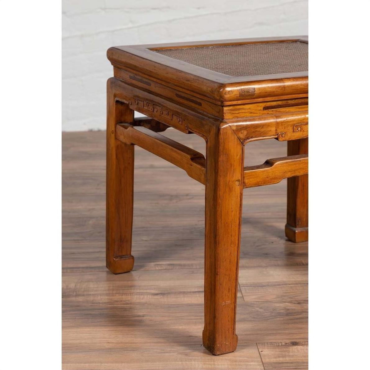 Antique Chinese Ming Style Elmwood Waisted Side Table with Horsehoof Legs-10. Asian &amp; Chinese Furniture, Art, Antiques, Vintage Home Décor for sale at FEA Home