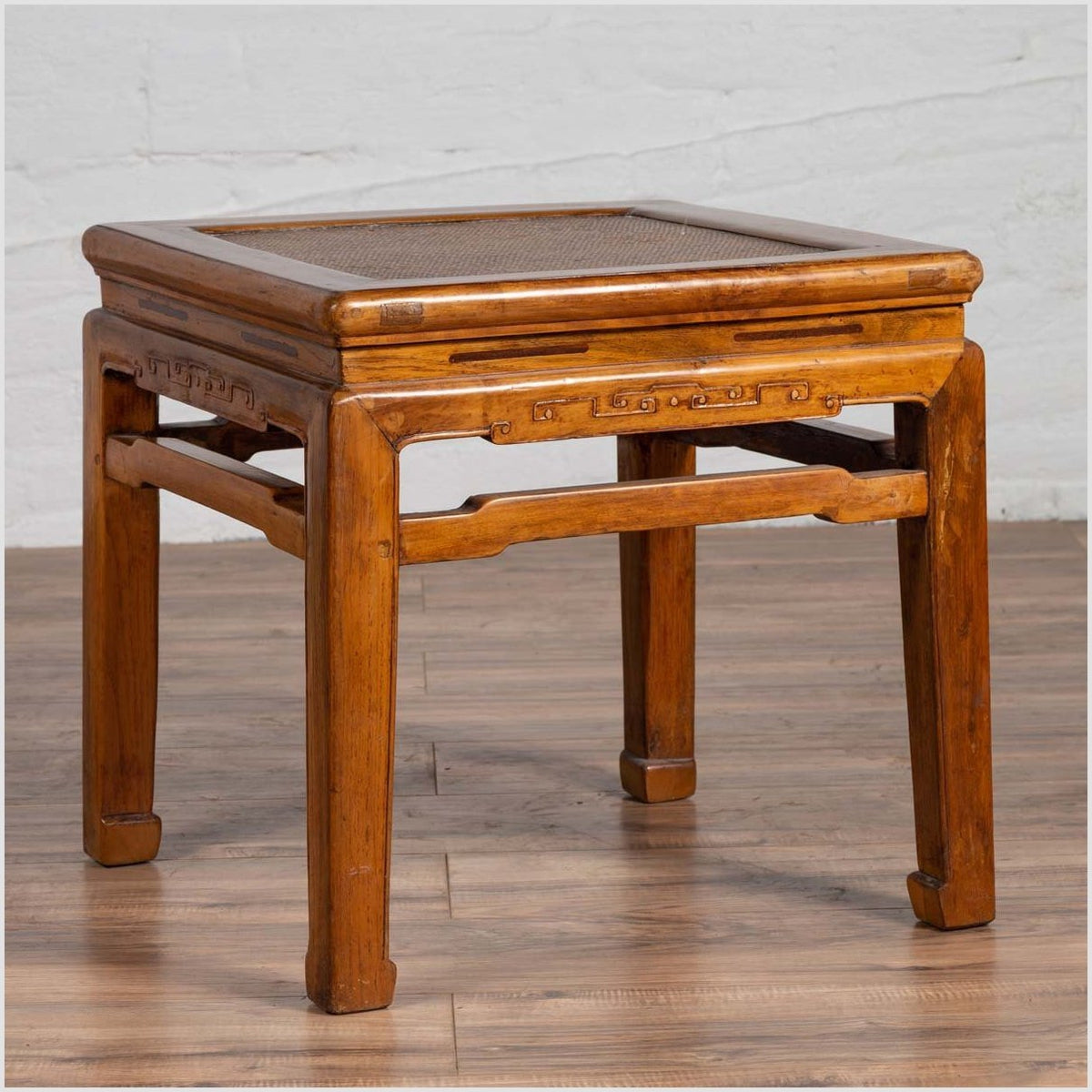 Antique Chinese Ming Style Elmwood Waisted Side Table with Horsehoof Legs-2. Asian & Chinese Furniture, Art, Antiques, Vintage Home Décor for sale at FEA Home