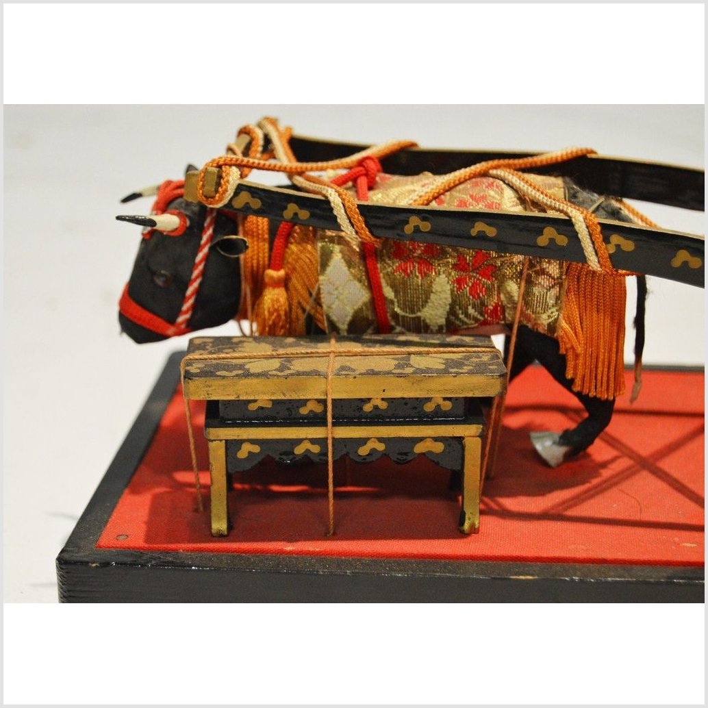 Antique Chinese Miniature Ceremonial Oxen Cart – Twin Oxen, Gold Floral Cartwork-10. Asian &amp; Chinese Furniture, Art, Antiques, Vintage Home Décor for sale at FEA Home