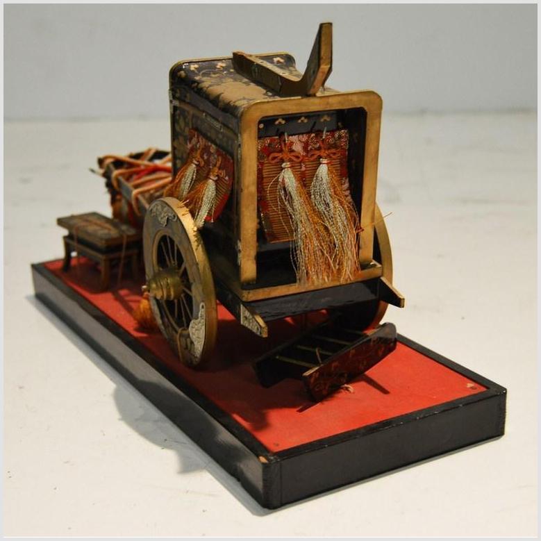 Antique Chinese Miniature Ceremonial Oxen Cart – Twin Oxen, Gold Floral Cartwork-11. Asian &amp; Chinese Furniture, Art, Antiques, Vintage Home Décor for sale at FEA Home