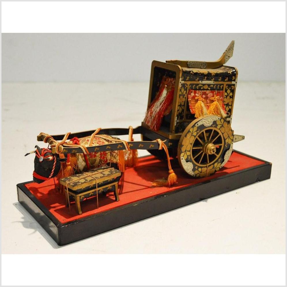 Antique Chinese Miniature Ceremonial Oxen Cart – Twin Oxen, Gold Floral Cartwork-2. Asian & Chinese Furniture, Art, Antiques, Vintage Home Décor for sale at FEA Home