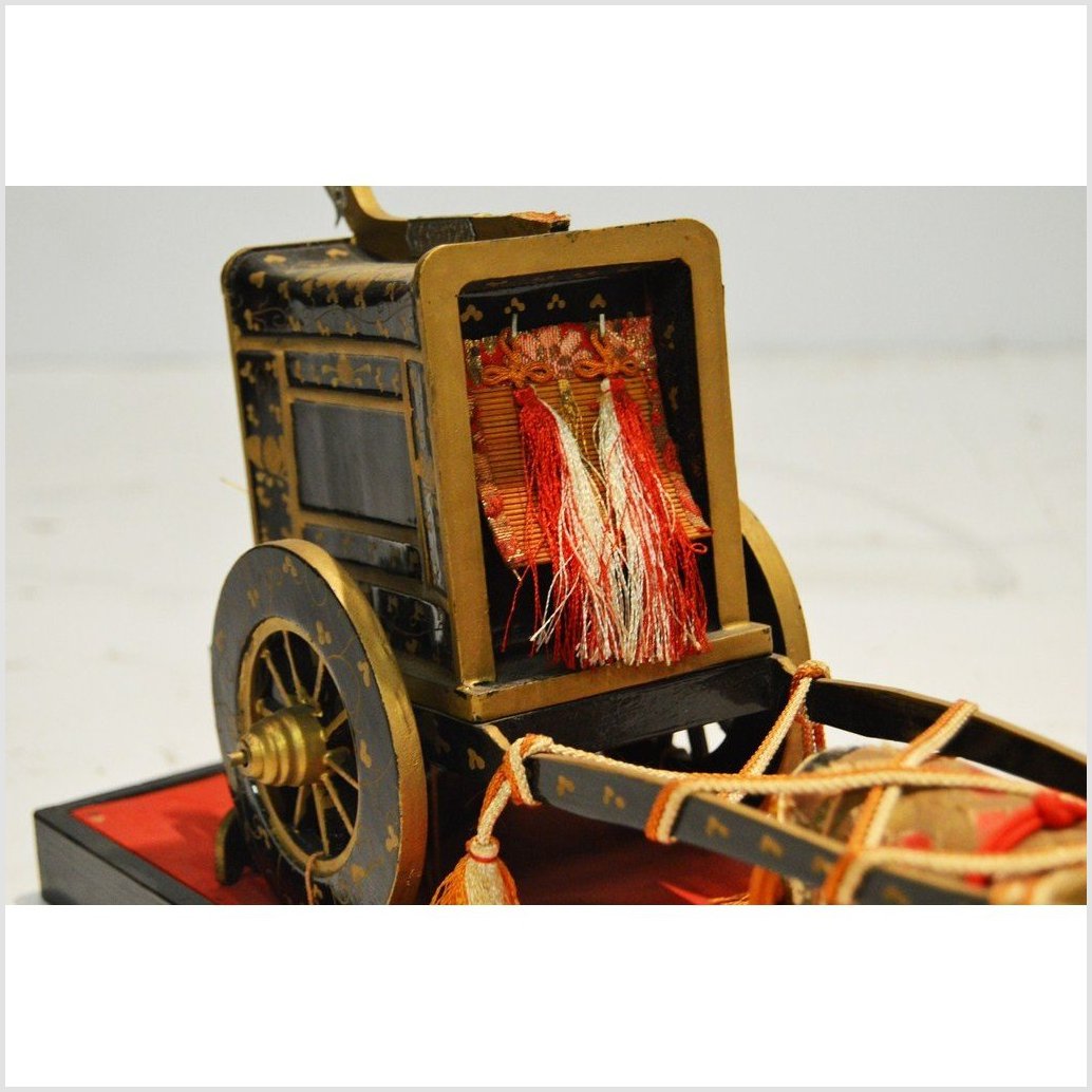 Antique Chinese Miniature Ceremonial Oxen Cart – Twin Oxen, Gold Floral Cartwork-4. Asian &amp; Chinese Furniture, Art, Antiques, Vintage Home Décor for sale at FEA Home