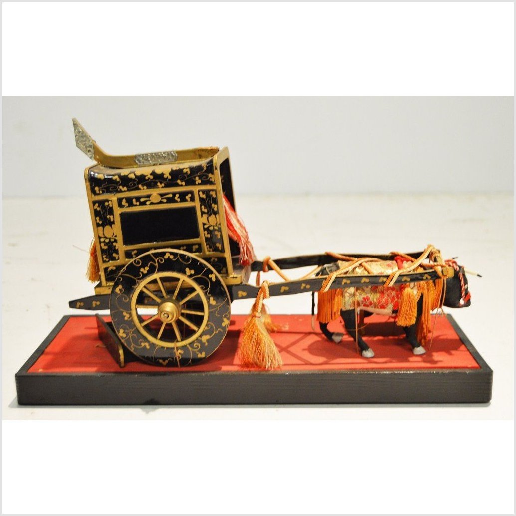 Antique Chinese Miniature Ceremonial Oxen Cart – Twin Oxen, Gold Floral Cartwork-7. Asian &amp; Chinese Furniture, Art, Antiques, Vintage Home Décor for sale at FEA Home
