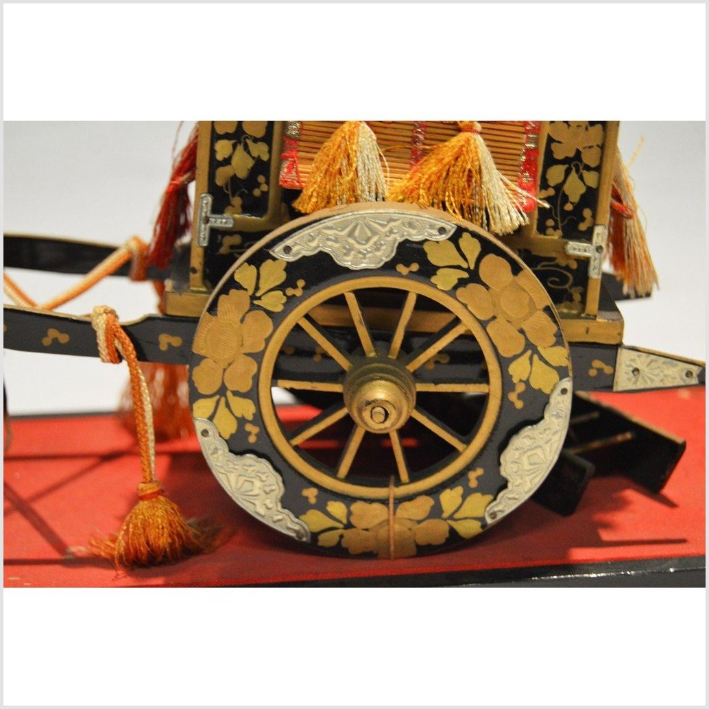 Antique Chinese Miniature Ceremonial Oxen Cart – Twin Oxen, Gold Floral Cartwork-9. Asian &amp; Chinese Furniture, Art, Antiques, Vintage Home Décor for sale at FEA Home