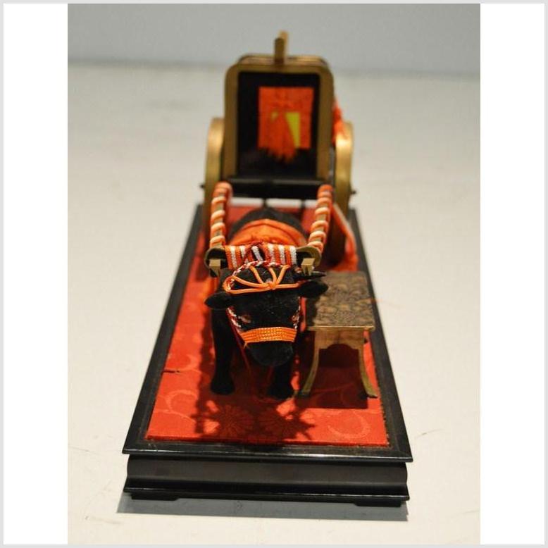 Antique Chinese Miniature Ceremonial Oxen Cart – Red Silk Harness, Black Ox Finish-2. Asian & Chinese Furniture, Art, Antiques, Vintage Home Décor for sale at FEA Home