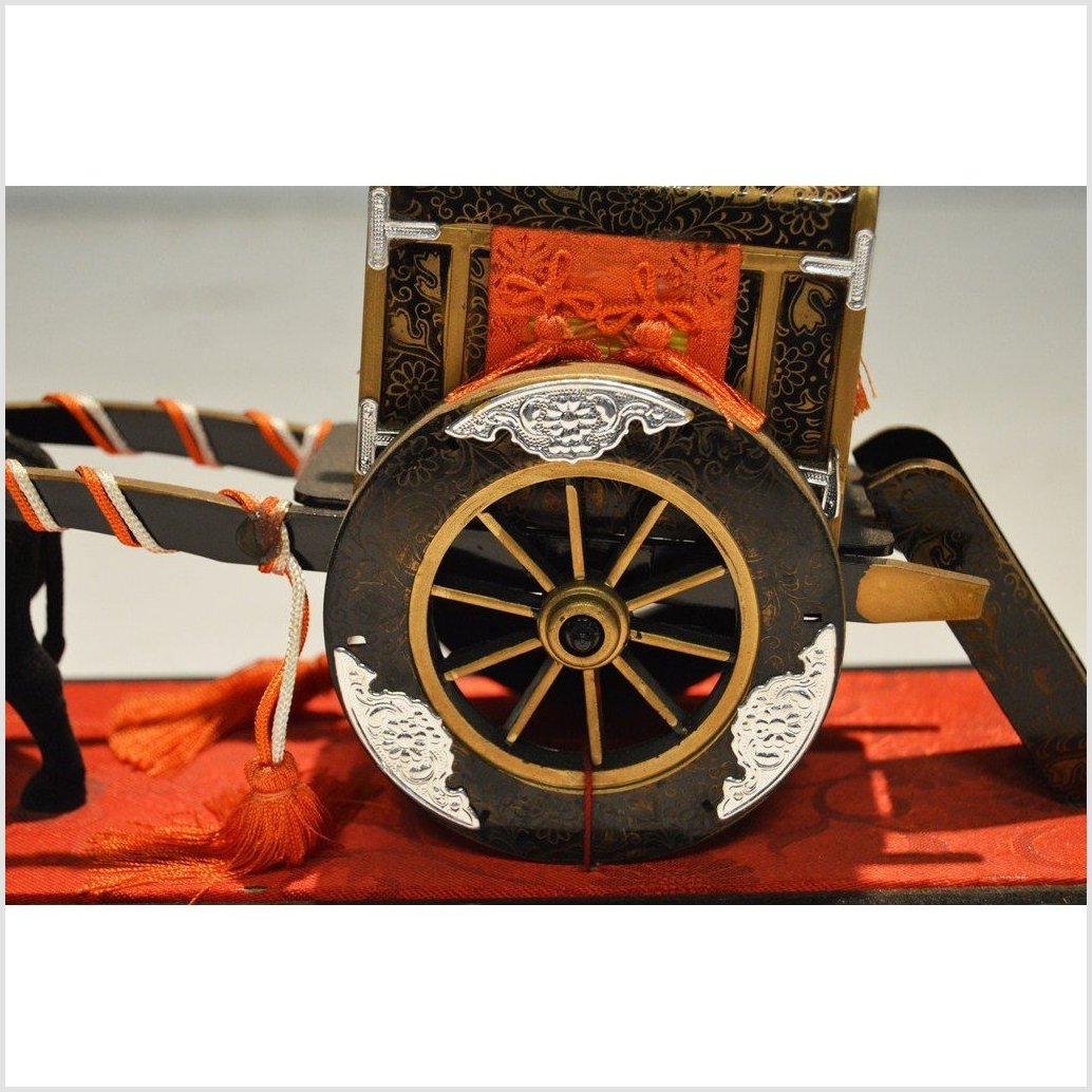 Antique Chinese Miniature Ceremonial Oxen Cart – Red Silk Harness, Black Ox Finish-4. Asian &amp; Chinese Furniture, Art, Antiques, Vintage Home Décor for sale at FEA Home