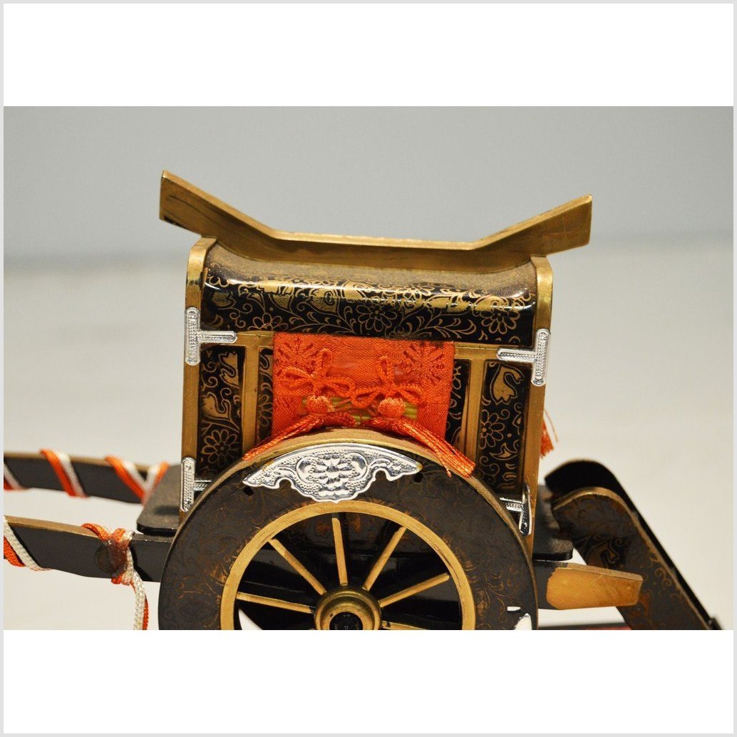 Antique Chinese Miniature Ceremonial Oxen Cart – Red Silk Harness, Black Ox Finish-5. Asian &amp; Chinese Furniture, Art, Antiques, Vintage Home Décor for sale at FEA Home
