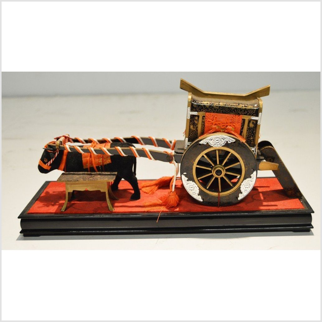 Antique Chinese Miniature Ceremonial Oxen Cart – Red Silk Harness, Black Ox Finish-6. Asian &amp; Chinese Furniture, Art, Antiques, Vintage Home Décor for sale at FEA Home
