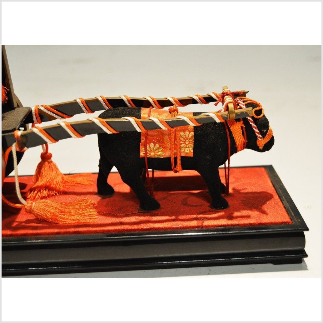 Antique Chinese Miniature Ceremonial Oxen Cart – Red Silk Harness, Black Ox Finish-7. Asian &amp; Chinese Furniture, Art, Antiques, Vintage Home Décor for sale at FEA Home