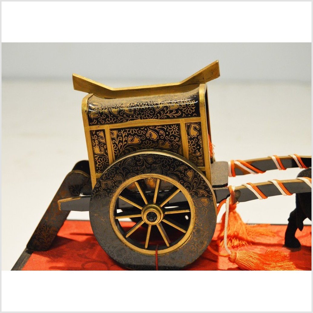 Antique Chinese Miniature Ceremonial Oxen Cart – Red Silk Harness, Black Ox Finish-8. Asian &amp; Chinese Furniture, Art, Antiques, Vintage Home Décor for sale at FEA Home