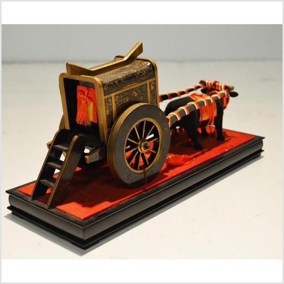 Antique Chinese Miniature Ceremonial Oxen Cart – Red Silk Harness, Black Ox Finish-9. Asian &amp; Chinese Furniture, Art, Antiques, Vintage Home Décor for sale at FEA Home