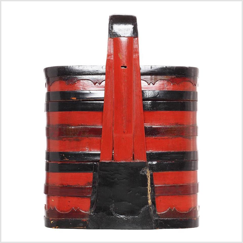 Antique Chinese Red & Black Basket-1. Asian & Chinese Furniture, Art, Antiques, Vintage Home Décor for sale at FEA Home