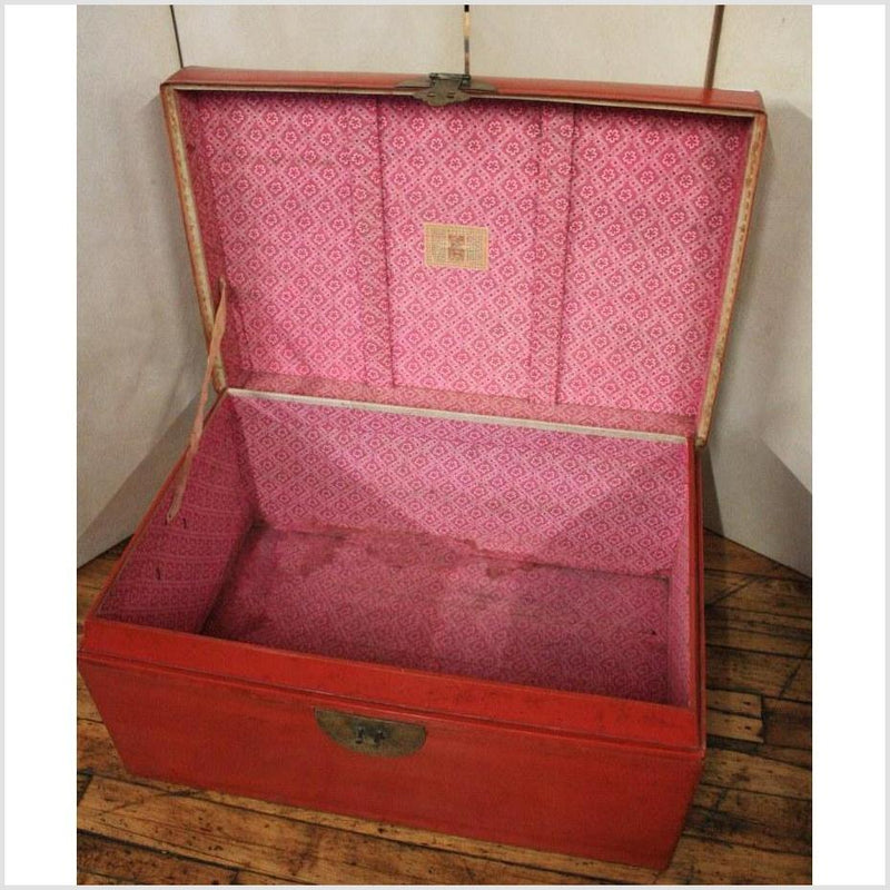 Antique Chinese Red Lacquer Blanket Chest