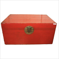 Antique Chinese Red Lacquer Blanket Chest