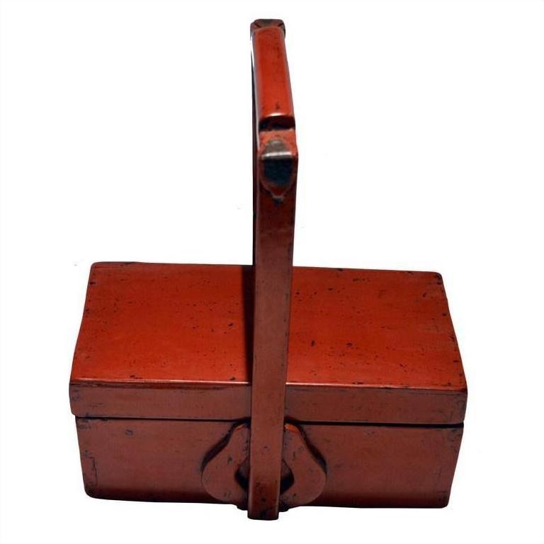 Antique Chinese Red Lacquer Wood Box-6. Asian &amp; Chinese Furniture, Art, Antiques, Vintage Home Décor for sale at FEA Home