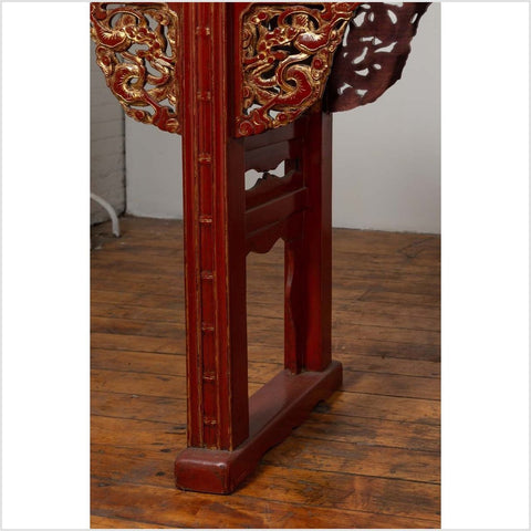 Antique Chinese Red Lacquered Console Table with Gilt Accents and Carved Apron-YN6445-11. Asian & Chinese Furniture, Art, Antiques, Vintage Home Décor for sale at FEA Home