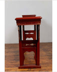 Antique Chinese Red Lacquered Console Table with Gilt Accents and Carved Apron-15. Asian & Chinese Furniture, Art, Antiques, Vintage Home Décor for sale at FEA Home