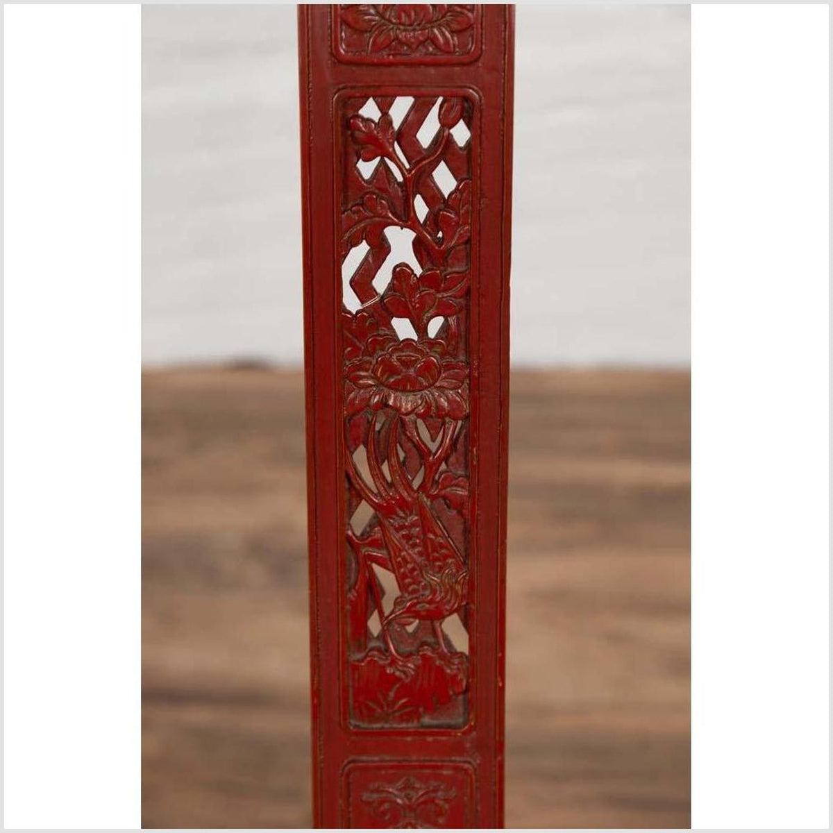 Antique Chinese Red Lacquered Folding Traveler&#39;s Chair with Footrest and Fabric-8. Asian &amp; Chinese Furniture, Art, Antiques, Vintage Home Décor for sale at FEA Home
