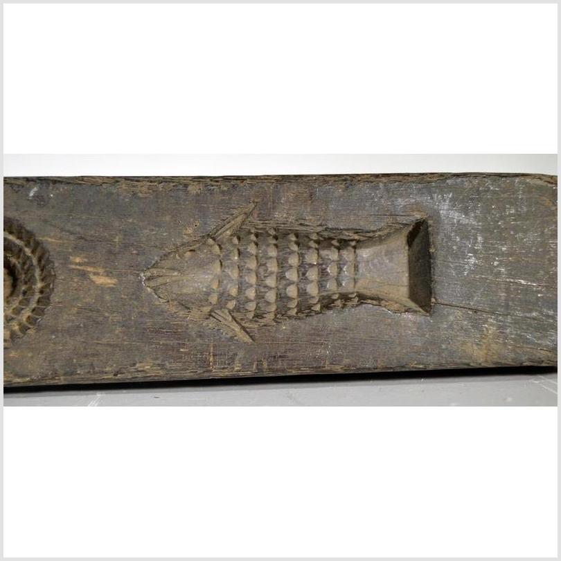 Antique Chinese Rice Mold – Coin, Fish & Diamond Cavities, Weathered Surface-2. Asian & Chinese Furniture, Art, Antiques, Vintage Home Décor for sale at FEA Home