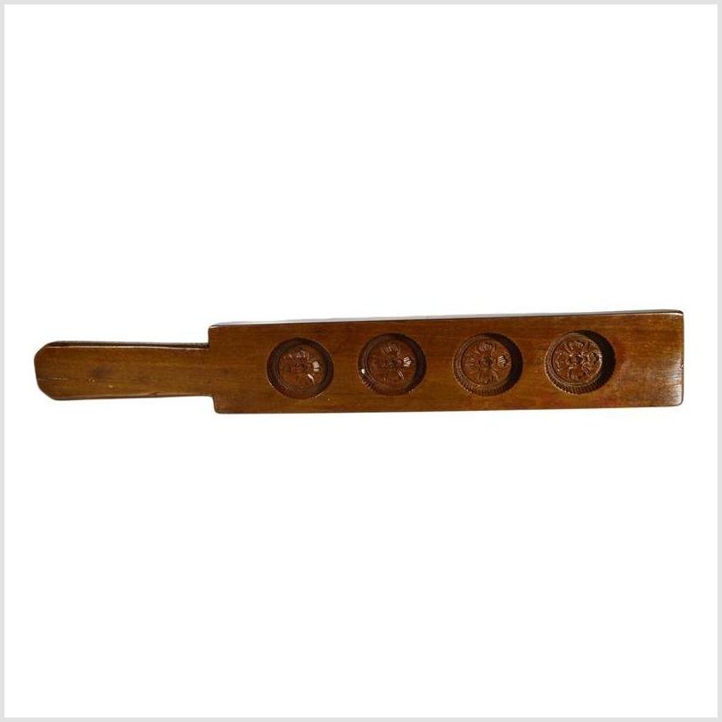 Antique Chinese Rice Mold – Four Round Seal Cavities, Calligraphy Detail-1. Asian & Chinese Furniture, Art, Antiques, Vintage Home Décor for sale at FEA Home