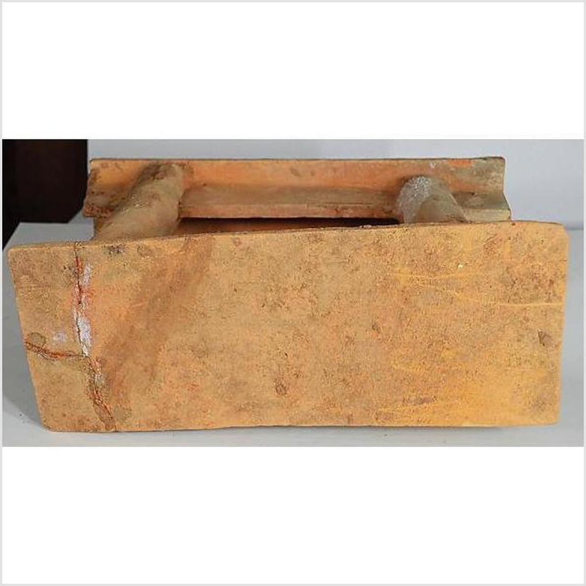 Brown terracotta rectangular town gate with two top supports, 17th century Chinese, hand-made, antique style.