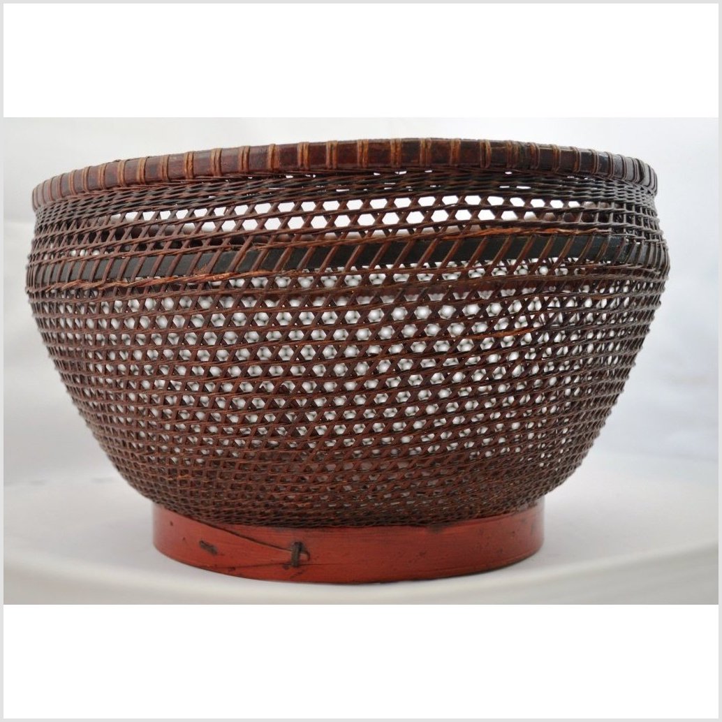Antique Chinese Woven Rattan Storage Basket-1. Asian & Chinese Furniture, Art, Antiques, Vintage Home Décor for sale at FEA Home