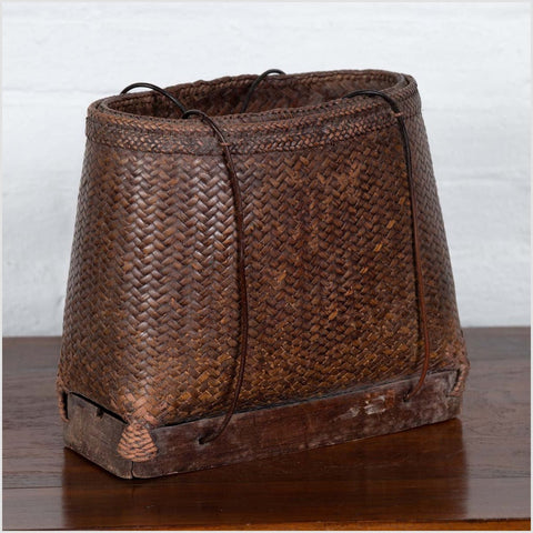 Antique Early 20th Century Small Woven Grain Basket from the Philippines