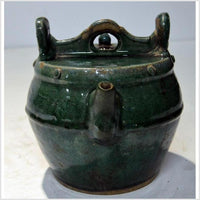 Glazed Antique Green Ceramic Pitcher