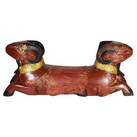 Antique Hand-Carved Double-Ram Sculpture