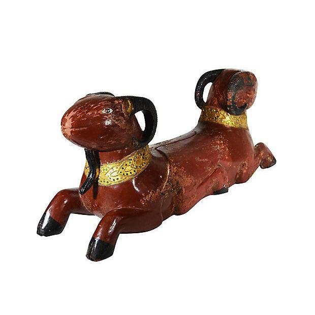 Antique Hand-Carved Double-Ram Sculpture-YN5102-8. Asian & Chinese Furniture, Art, Antiques, Vintage Home Décor for sale at FEA Home