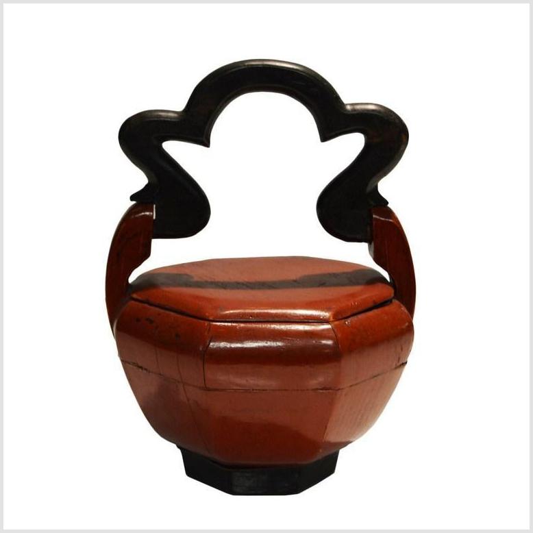 Antique Hand Carved Lacquered Chinese Wedding Basket-1. Asian & Chinese Furniture, Art, Antiques, Vintage Home Décor for sale at FEA Home