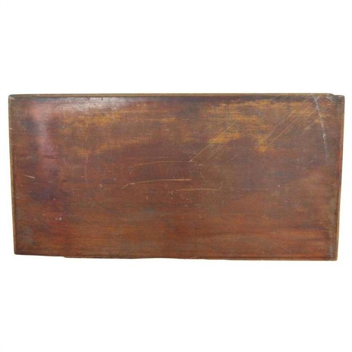 Dark rosewood rectangular wall plaque with hand-carved details, lacquered finish, visible scratches and fading.