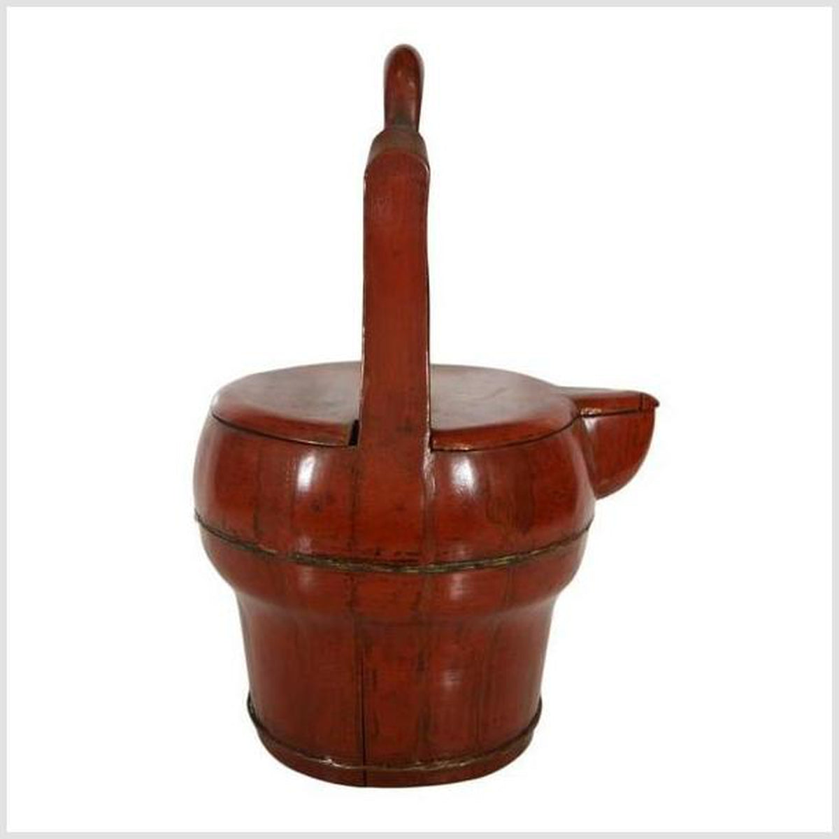 Antique Hand-Carved Red Lacquered Basket with Spout from 19th Century, China-2. Asian & Chinese Furniture, Art, Antiques, Vintage Home Décor for sale at FEA Home