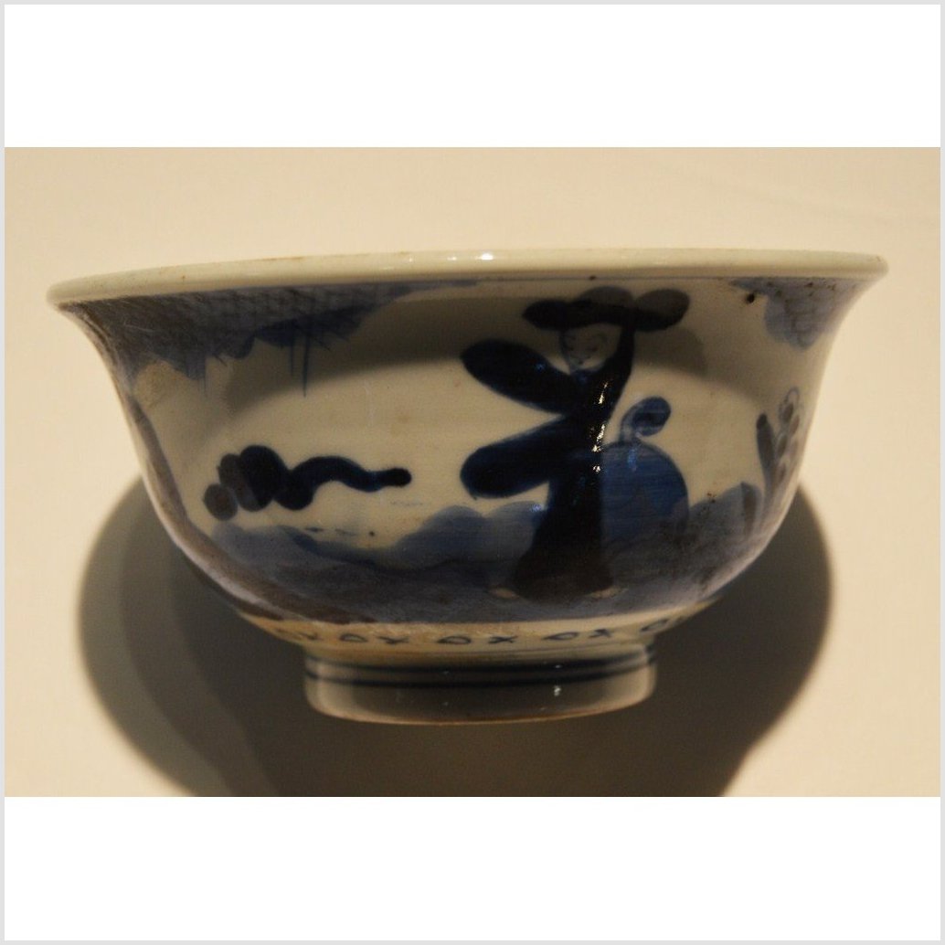 Antique Hand Painted Blue and White Bowl-2. Asian & Chinese Furniture, Art, Antiques, Vintage Home Décor for sale at FEA Home