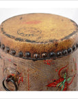 Antique Hand painted Wood and Leather Drum-2. Asian & Chinese Furniture, Art, Antiques, Vintage Home Décor for sale at FEA Home