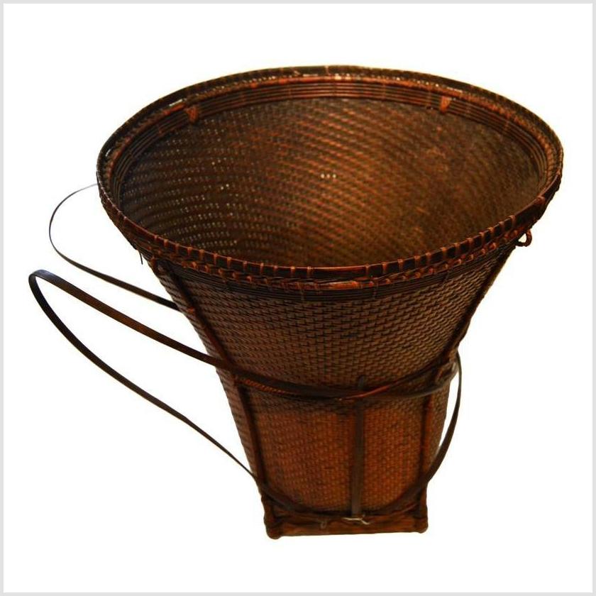 Handwoven Rattan Farmer&#39;s Basket-5. Asian &amp; Chinese Furniture, Art, Antiques, Vintage Home Décor for sale at FEA Home
