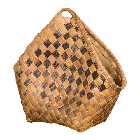 Antique Hand Woven Rustic Karagumoy Filipino Two Toned Grain Basket-1. Asian & Chinese Furniture, Art, Antiques, Vintage Home Décor for sale at FEA Home