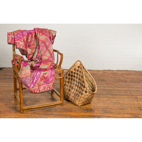 Antique Hand Woven Rustic Karagumoy Filipino Two Toned Grain Basket-13. Asian & Chinese Furniture, Art, Antiques, Vintage Home Décor for sale at FEA Home
