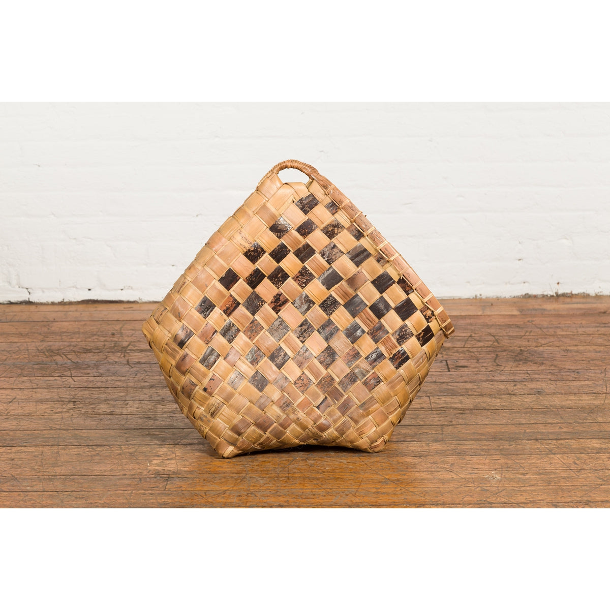 Antique Hand Woven Rustic Karagumoy Filipino Two Toned Grain Basket-2. Asian & Chinese Furniture, Art, Antiques, Vintage Home Décor for sale at FEA Home