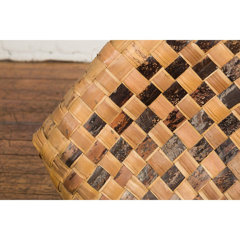 Antique Hand Woven Rustic Karagumoy Filipino Two Toned Grain Basket-5. Asian & Chinese Furniture, Art, Antiques, Vintage Home Décor for sale at FEA Home
