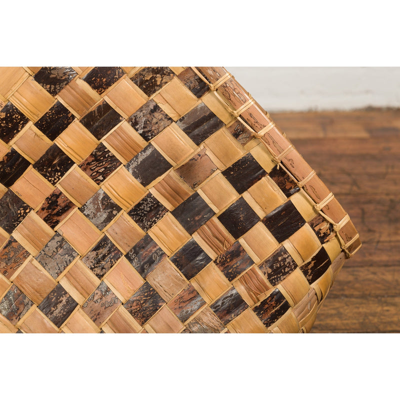 Antique Hand Woven Rustic Karagumoy Filipino Two Toned Grain Basket-6. Asian & Chinese Furniture, Art, Antiques, Vintage Home Décor for sale at FEA Home