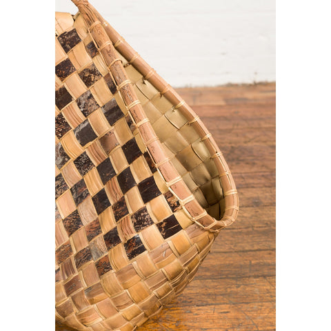 Antique Hand Woven Rustic Karagumoy Filipino Two Toned Grain Basket-9. Asian & Chinese Furniture, Art, Antiques, Vintage Home Décor for sale at FEA Home