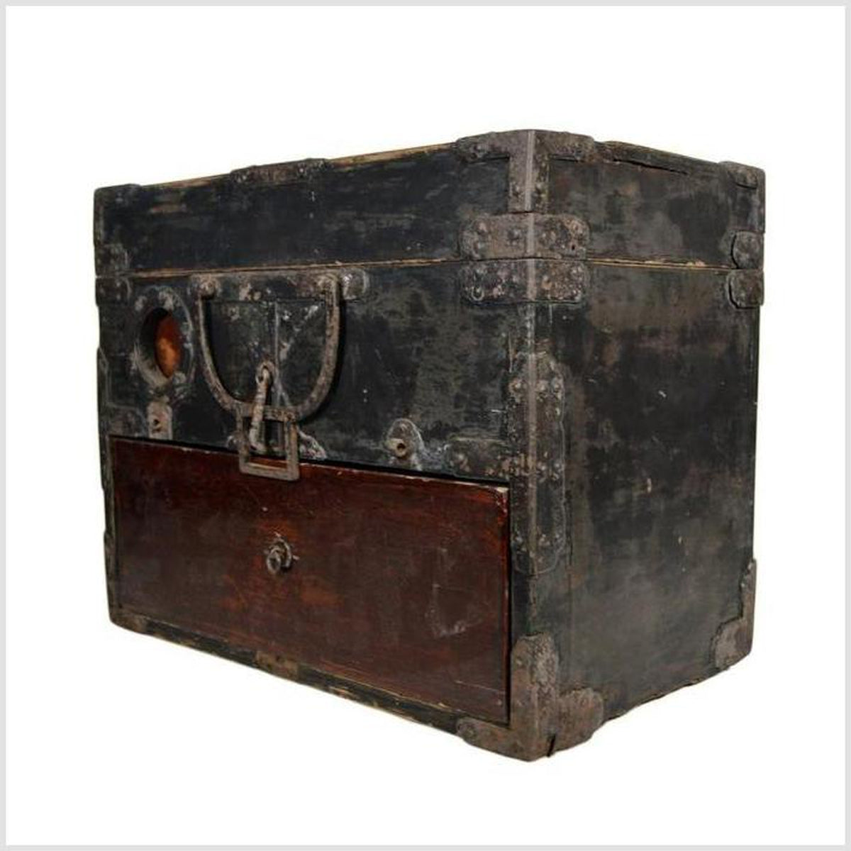 Antique Handmade Wood Money Box with Hardware from 19th Century China-5. Asian &amp; Chinese Furniture, Art, Antiques, Vintage Home Décor for sale at FEA Home