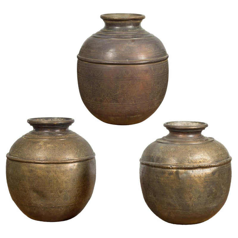 Indian Brass Water Vessels, Sold Each-YN7667 A-B-C-16. Asian & Chinese Furniture, Art, Antiques, Vintage Home Décor for sale at FEA Home
